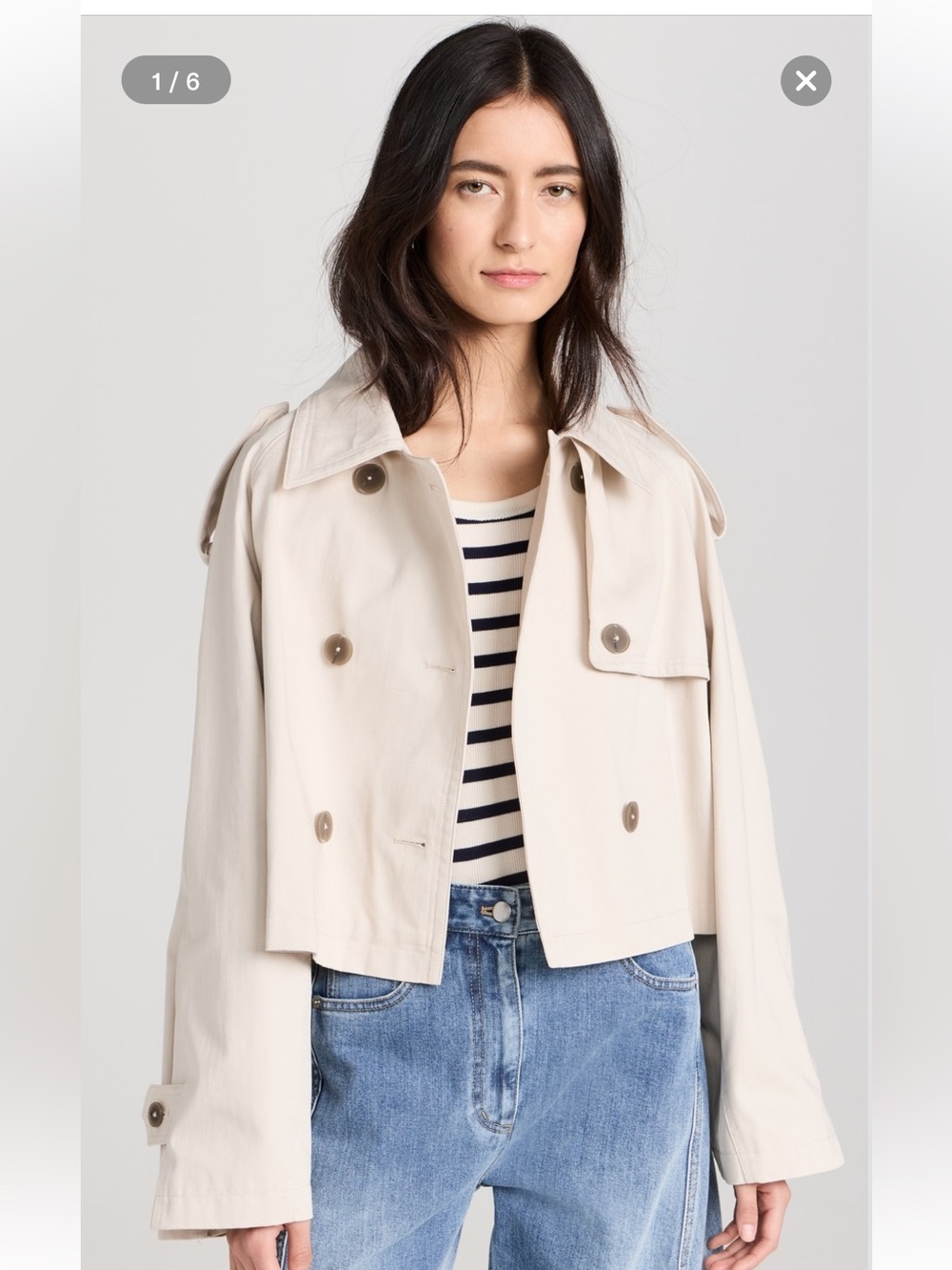 Closed Cropped Trench Jacket Limestone Beige Size Small - Picture 2 of 15